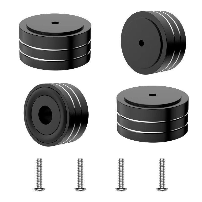 Tertullus 4 Pcs HiFi Speaker Isolation Feet 40x20mm Aluminum Speaker Spike Pad for Turntable, Subwoofers, Amplifier, HiFi Devices, Dac, Recorder, Cd (Black) - Image 1